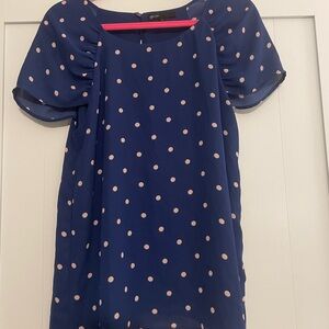 Gibson Blue and Pink Polka Dot Blouse